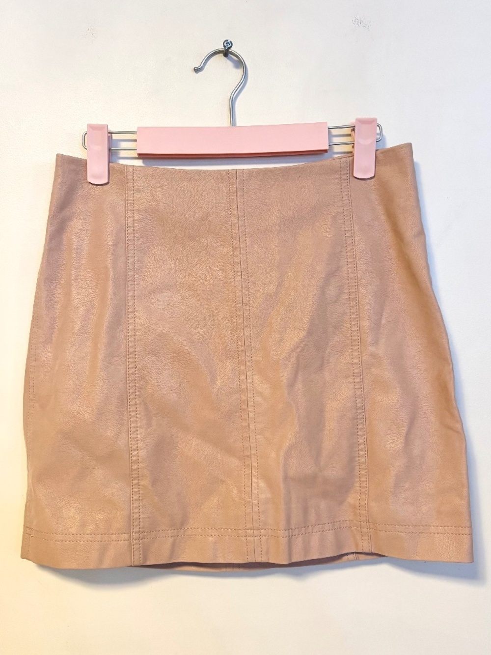 Free People Faux Vegan Suede Leather Mini Skirt Tan Pale Blush Pink Womens 2